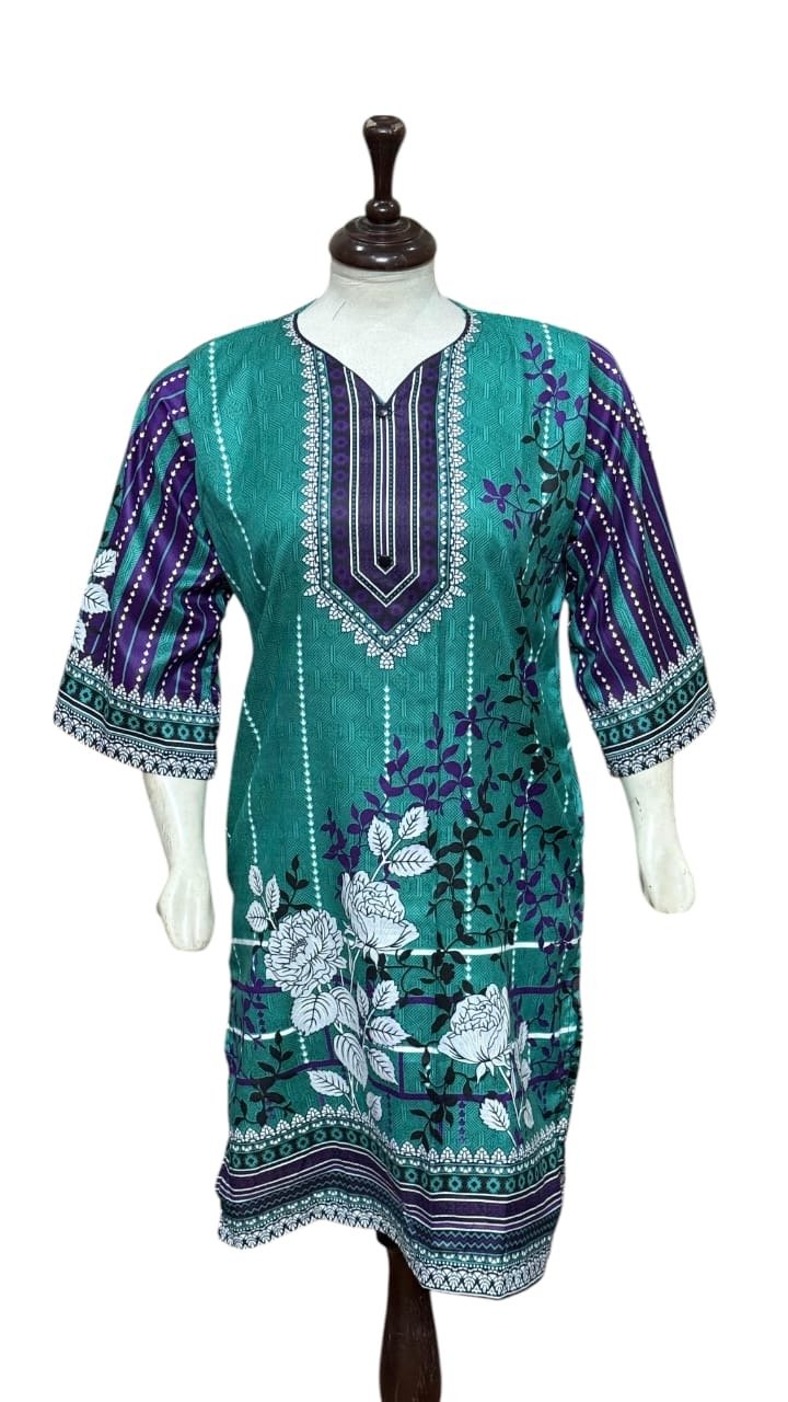 Green Printed Kurti for Women - Image 2