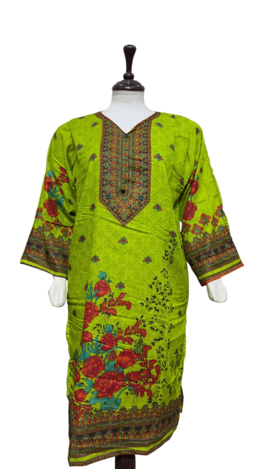 Light Green Printed Kurti for Women - Image 2