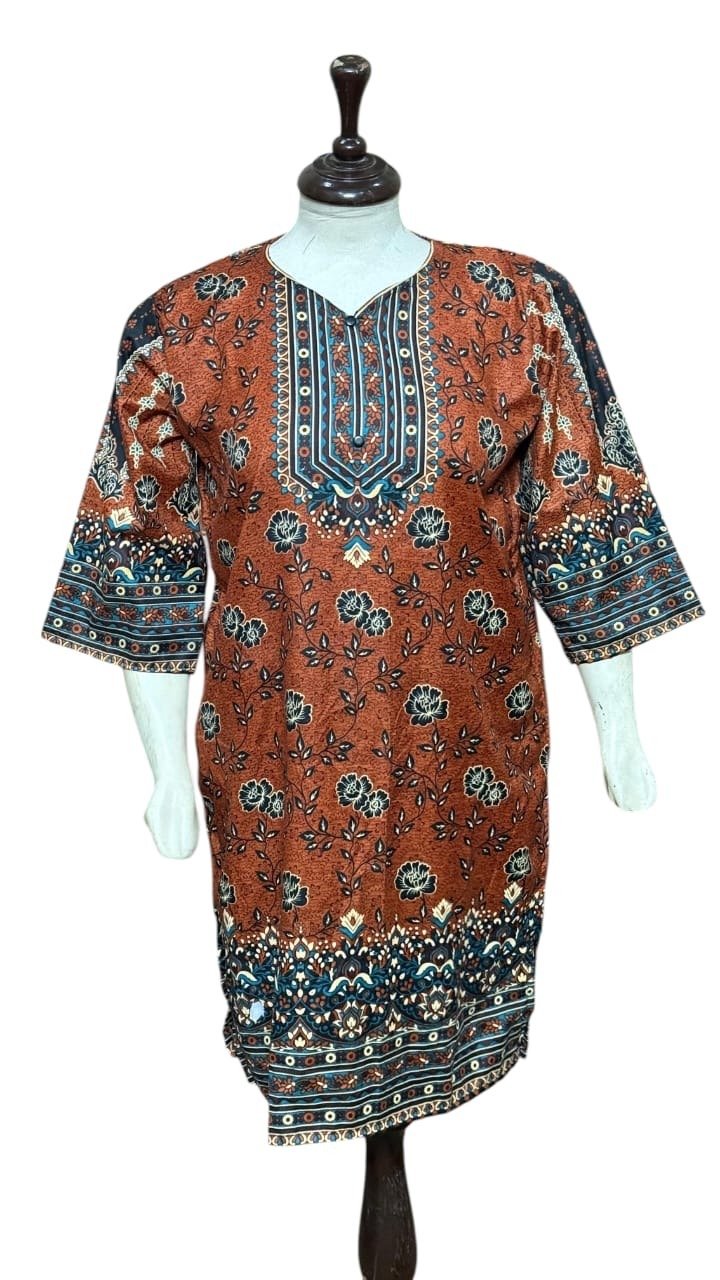 Brown Printed Kurti for Women - Image 2