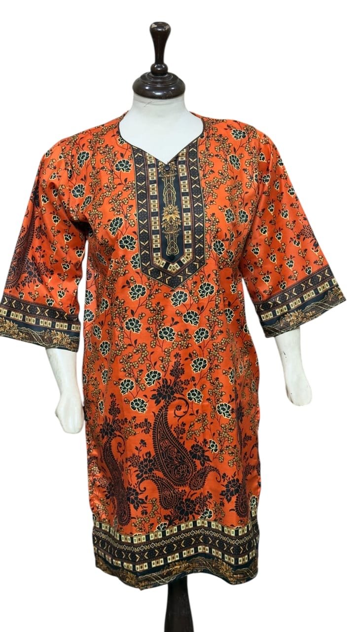 Beautiful Orange Printed Kurti for Women - Image 2