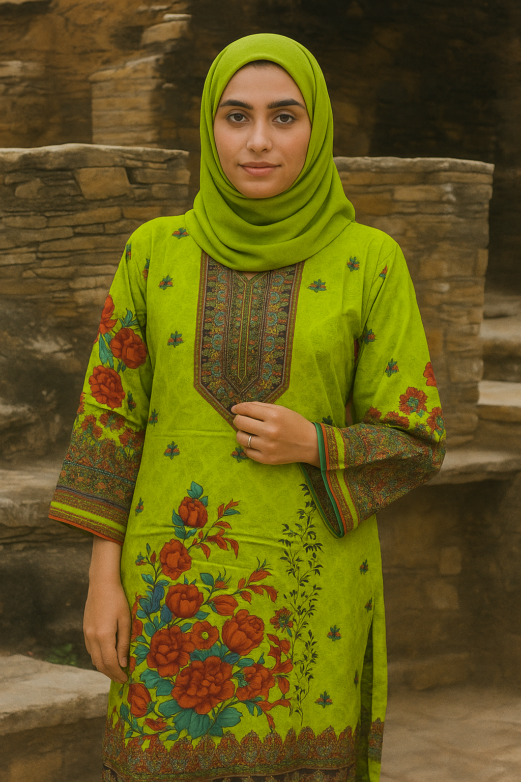 Light Green Printed Kurti for Women