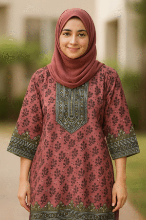 Mahroon Printed Kurti for Women