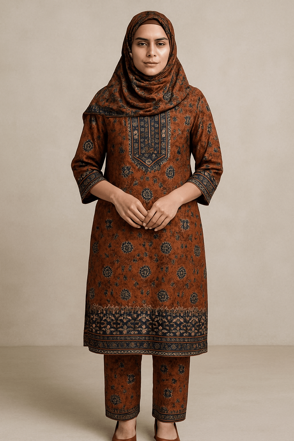 Brown Printed Kurti for Women