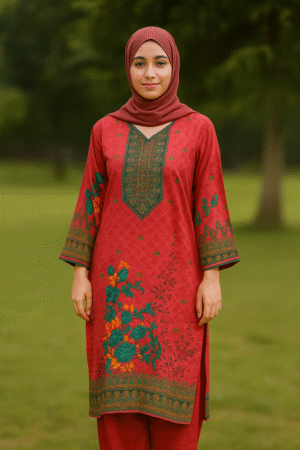 Red Flower Printed Kurti for Women